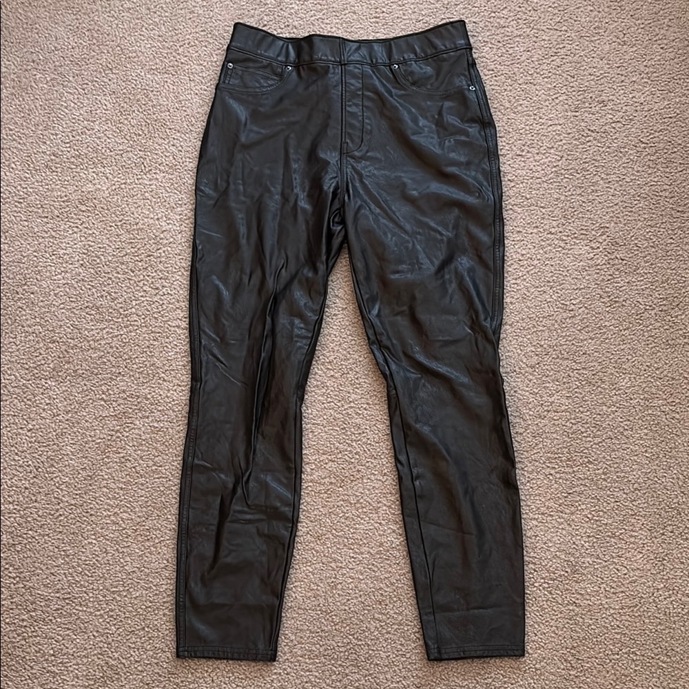 Spanx Black Faux Leather Pants Womens size medium